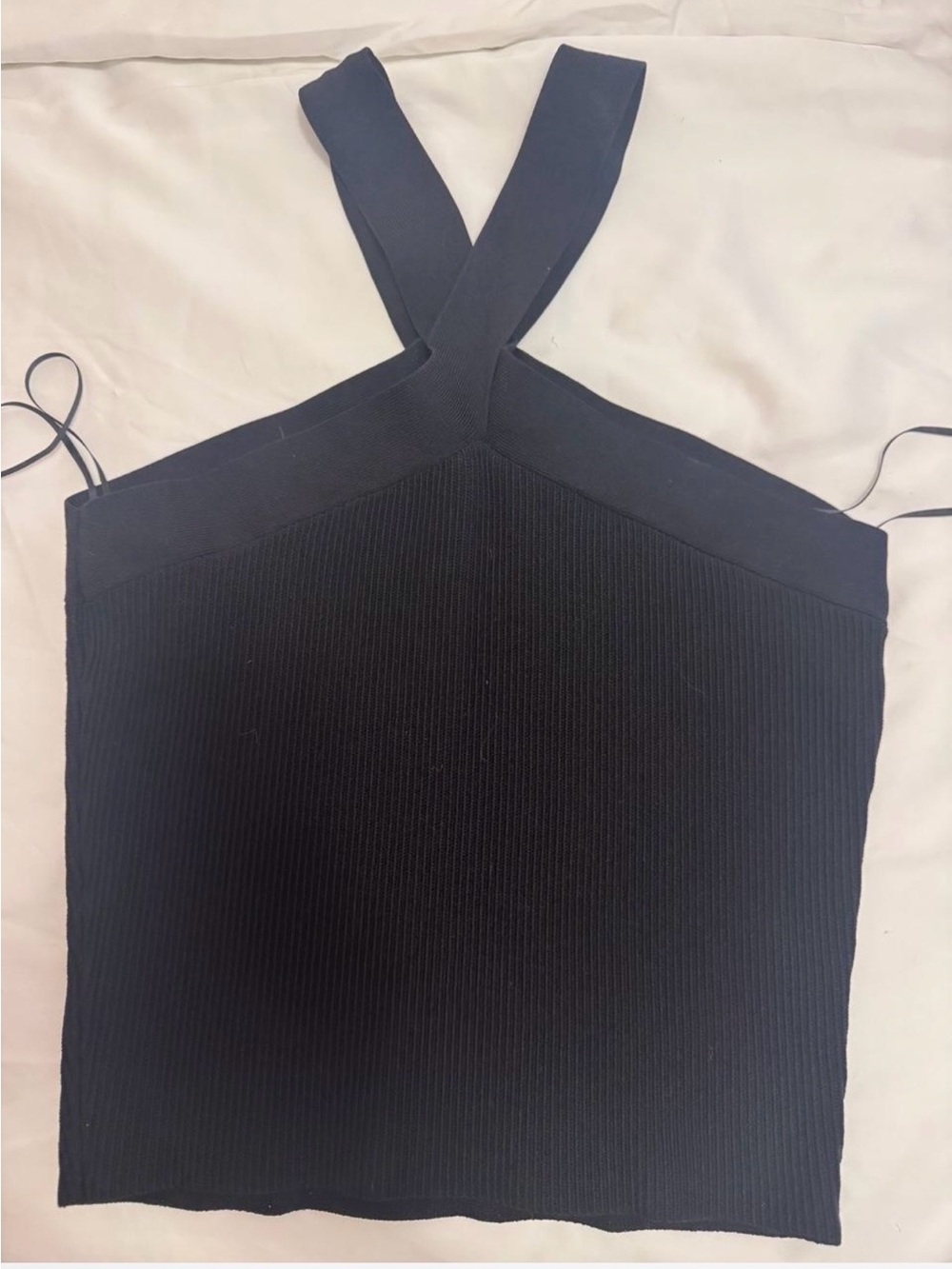 Babaton Black Ribbed One-Shoulder Cross-Strap Dress